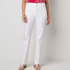 Liz Claiborne Emma Womens Classic White Fit Flare Trouser 8 Petite 8P